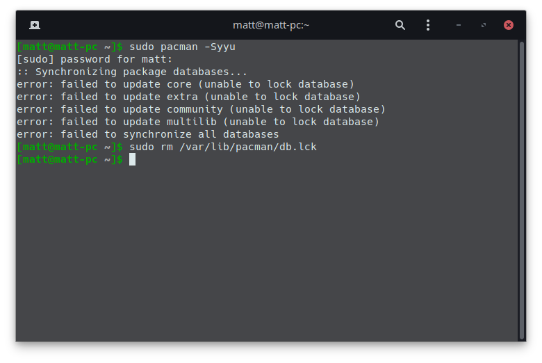 How to Fix Unable to Lock Database Error in Arch Linux
